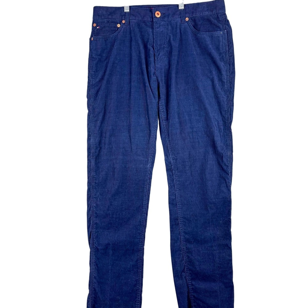 Tommy Hilfiger Pants Mens 33x32 Blue Corduroy 5 Pocket Casual Jeans Preppy Warm